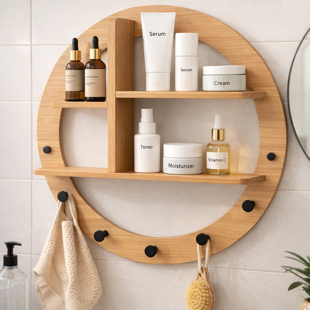 رف حمام عصري + رف إضافي مجاني