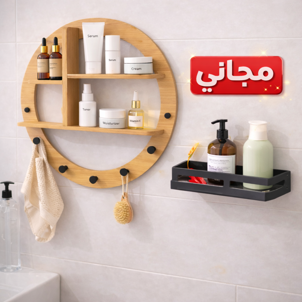 رف حمام عصري + رف إضافي مجاني